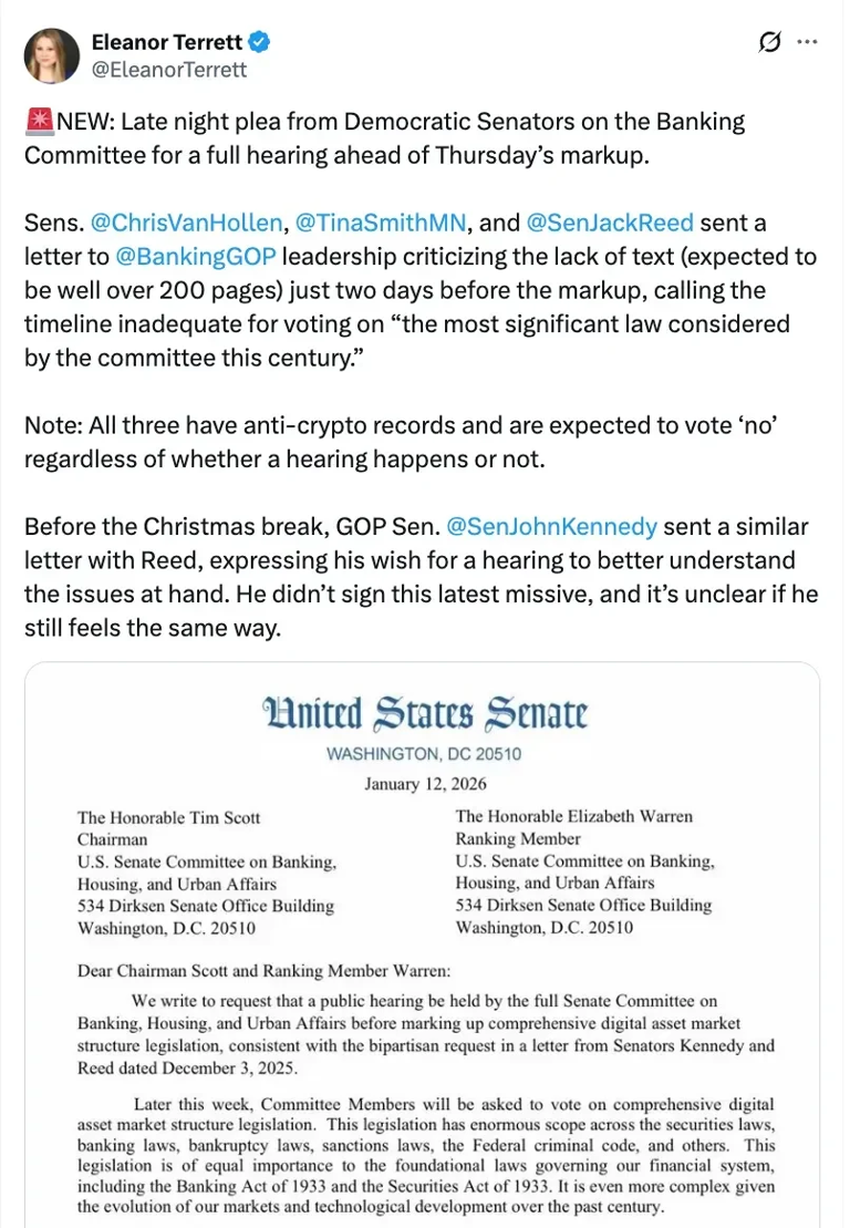 US crypto regulation bill hits Senate snag with Democrats calling for more  review time – new clause elevates XRP, SOL, and more