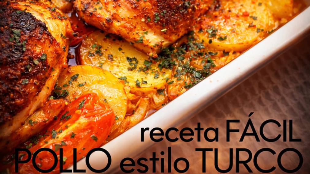 Pollo asado estilo turco | Con papas y cebolla