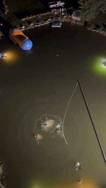 Midnight 30-meter cliff jump into water
