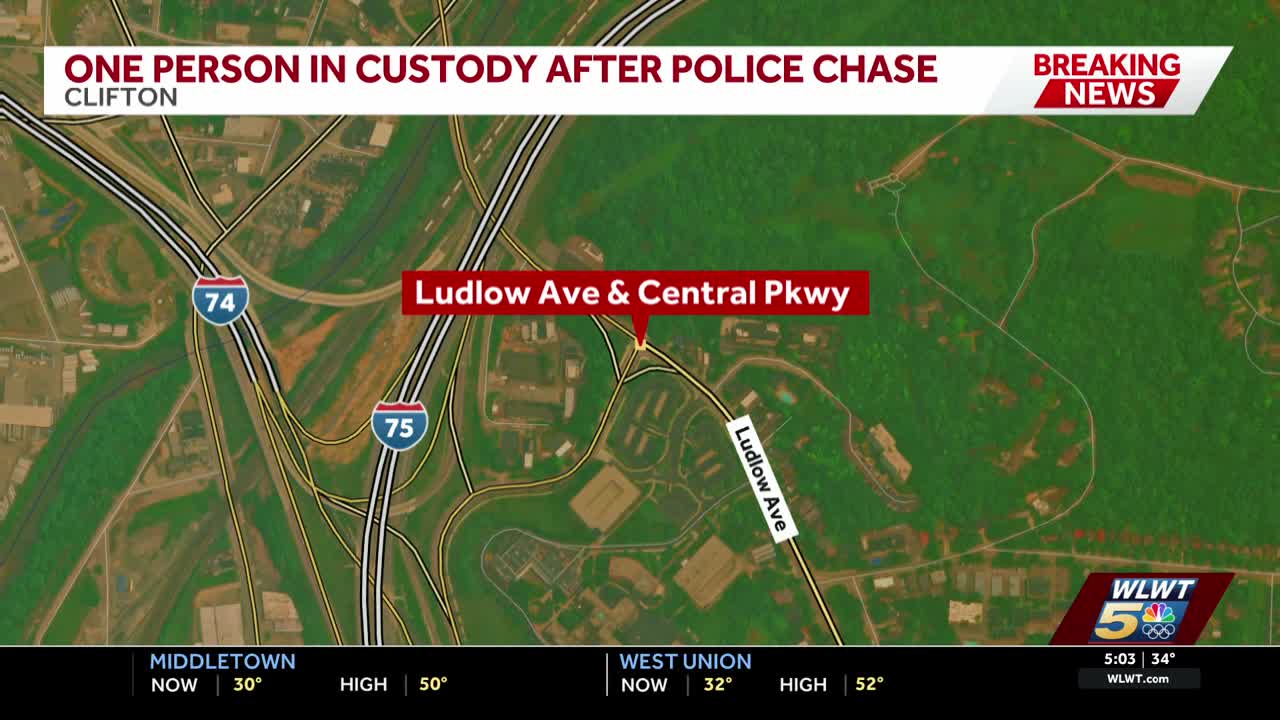 Police: 1 in custody after police chase ends in Clifton