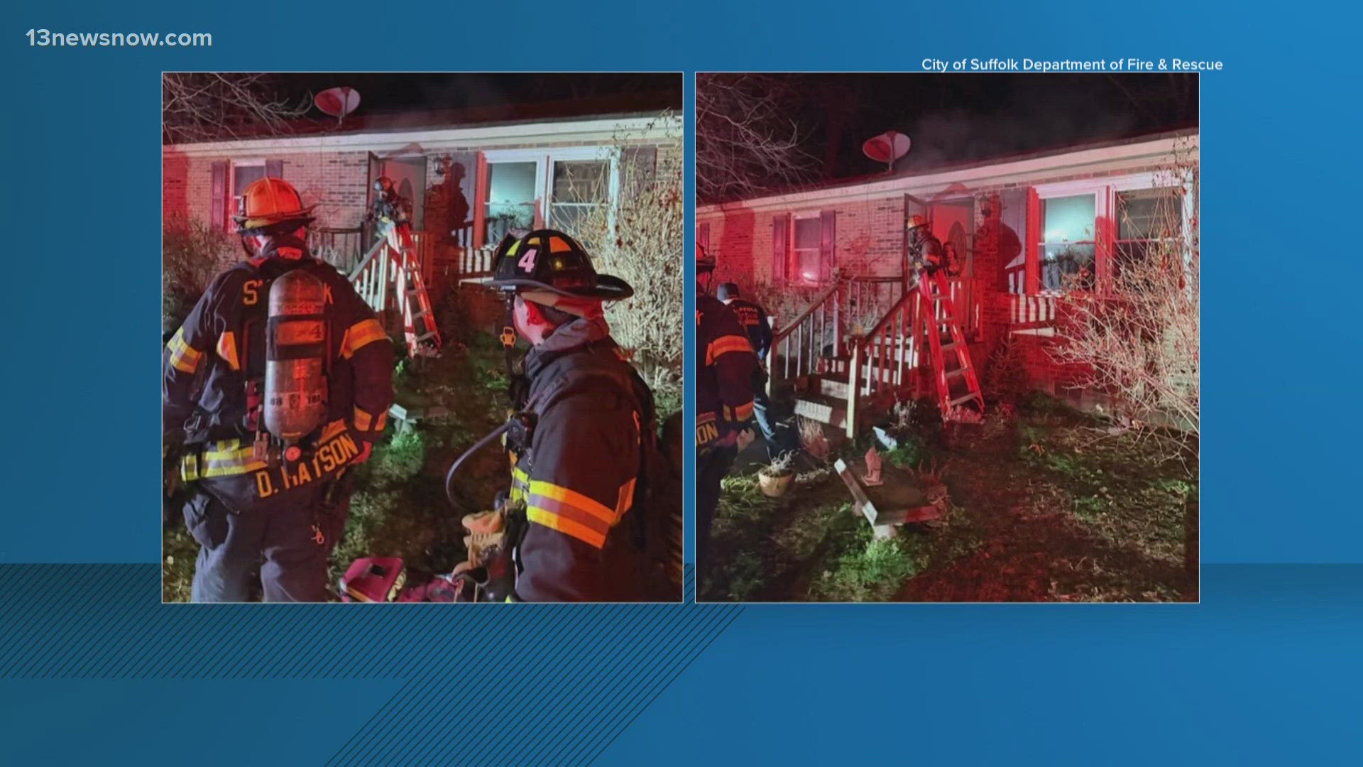 Three adults, one child displaced in Suffolk house fire