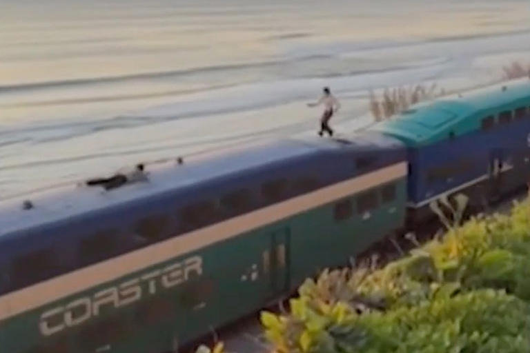 Viral train surfing clip along California coast ends in arrest for teens
