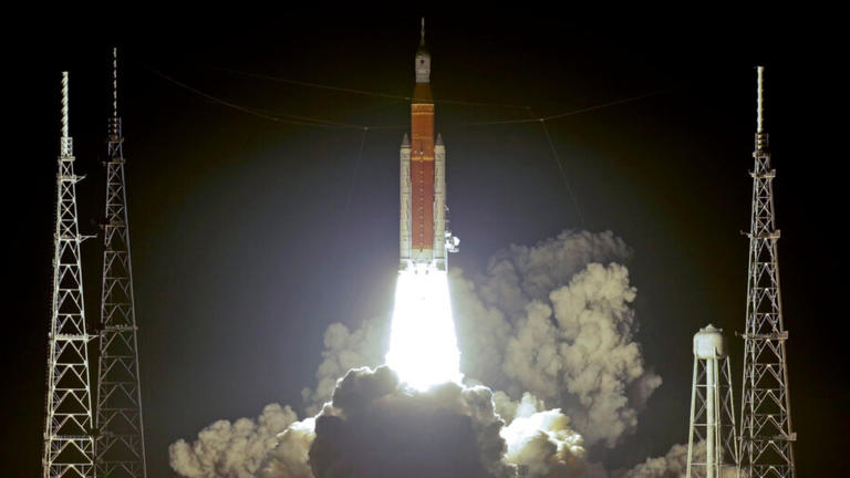 NASA's new moon rocket lifts off from Launch Pad 39B at the Kennedy Space Center in Cape Canaveral, Fla., Wednesday, Nov. 16, 2022. This launch is the first flight test of the Artemis program. AP Newsroom
