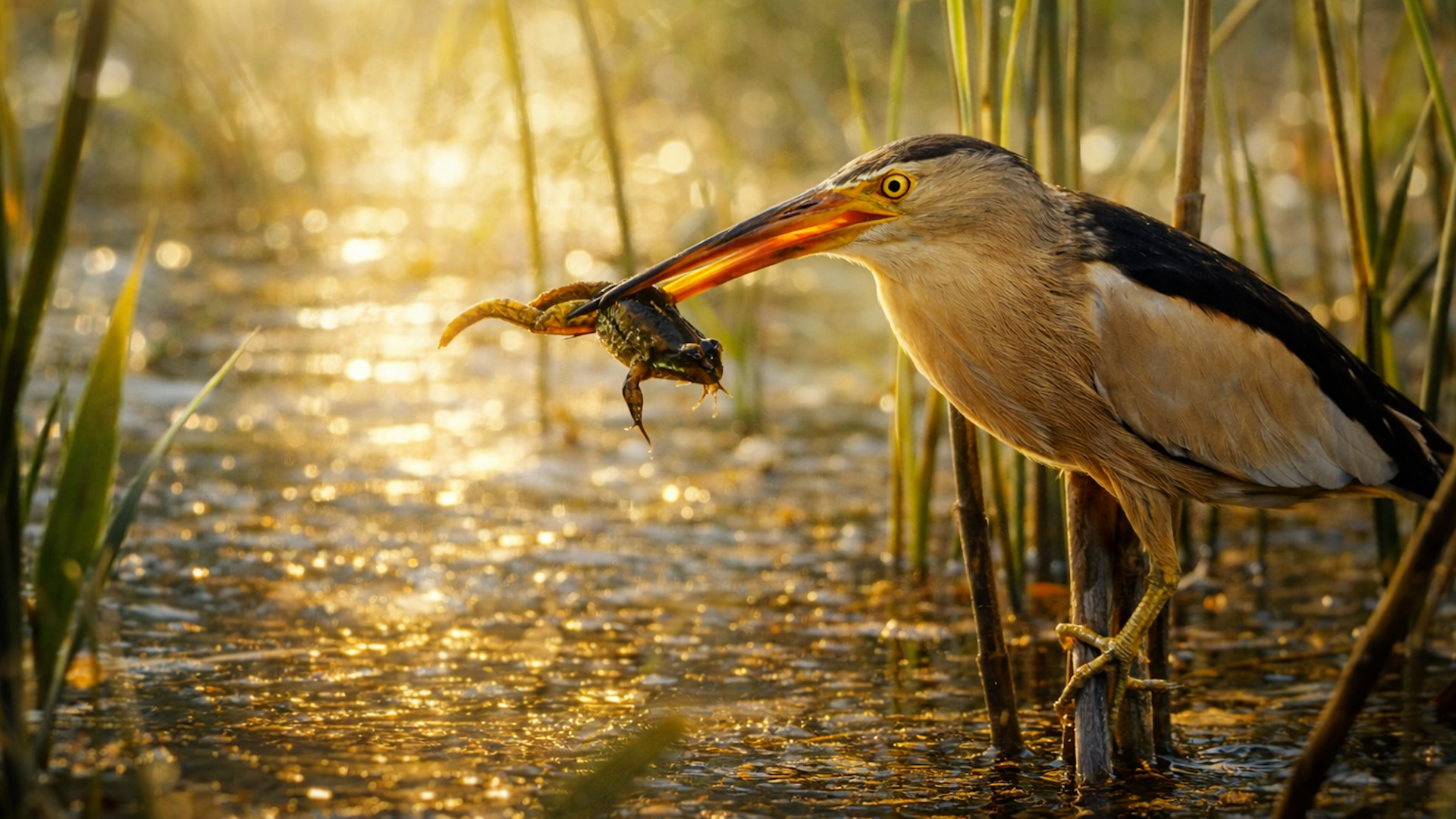 A quiet look at little bitterns hunting