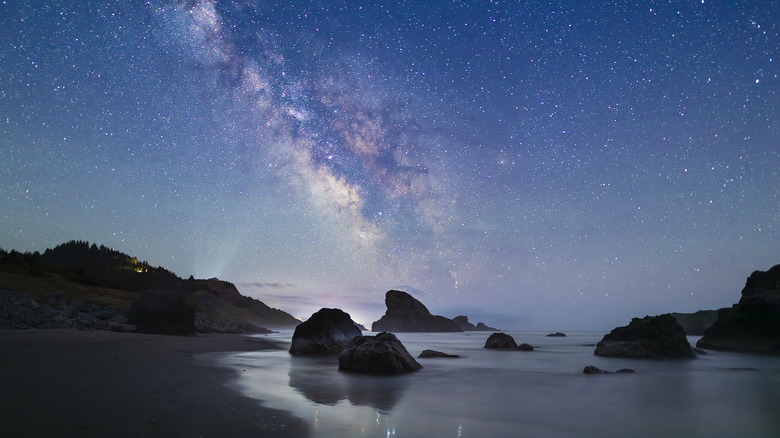 Milky Way over the coastal area of Gold Beach