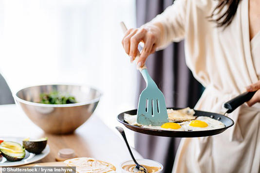 For heart health, cardiologists suggest healthy individuals eat up to one whole egg per day. Those with conditions like heart disease, diabetes, or high cholesterol are advised to limit their intake to four egg yolks weekly (stock)