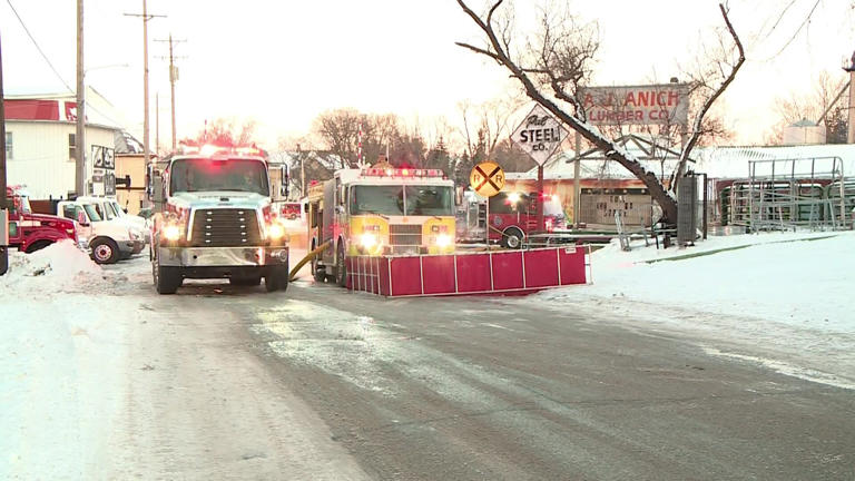 Crews battle massive fire at Palmyra lumber and steel company