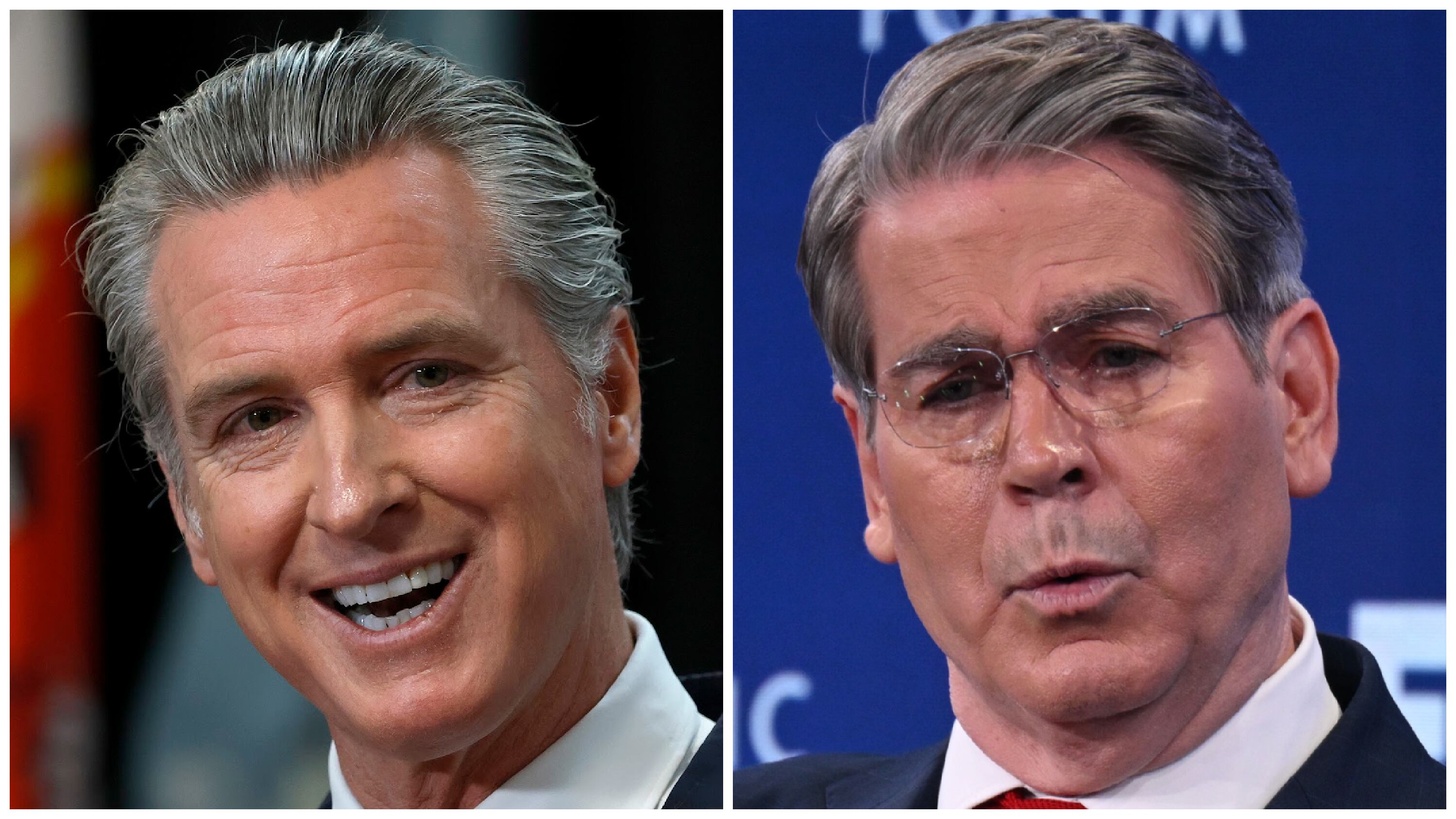 Newsom takes front seat to troll Trump goon on stage