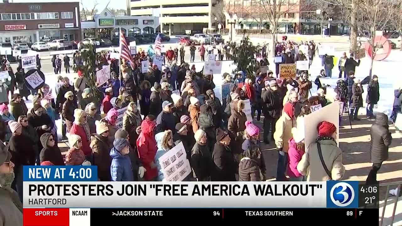 Hundreds join 'Free America Walkout' protests across Connecticut