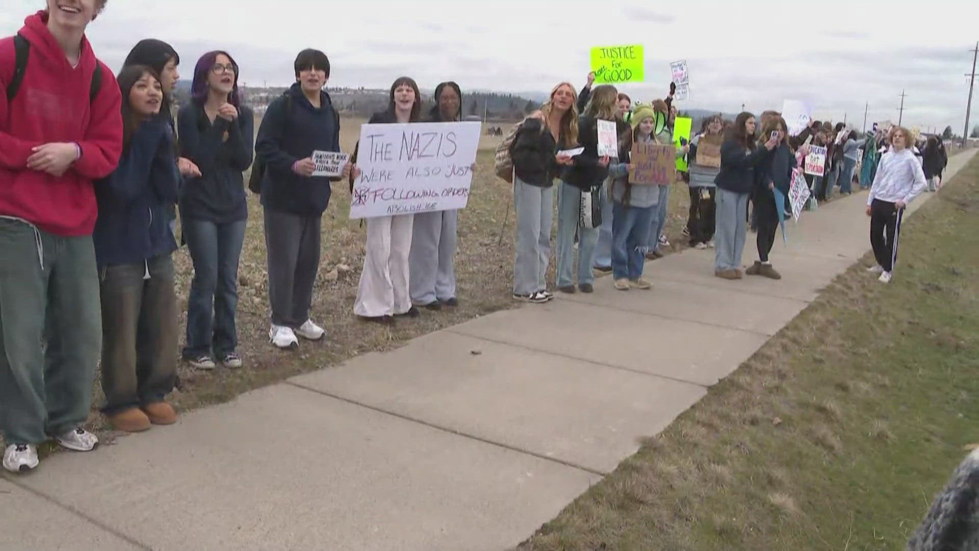 Ridgeline High School students walk out protesting ICE