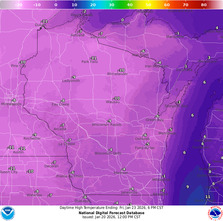 Historic cold, -60 wind chills to hit US. 4 maps show Wisconsin temps