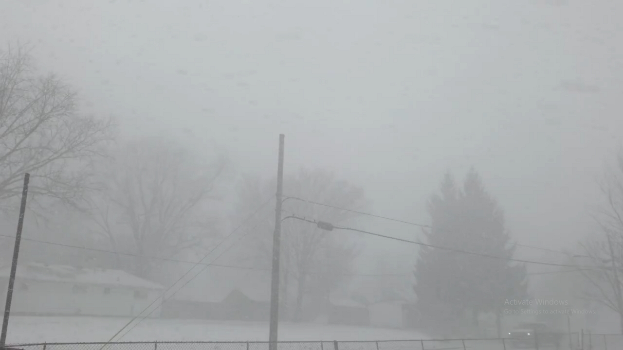 Snow squall sweeps through Toledo, Ohio, USA
