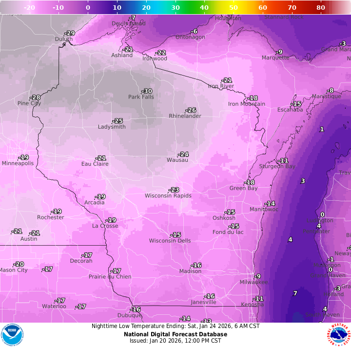 Historic cold, -60 wind chills to hit US. 4 maps show Wisconsin temps