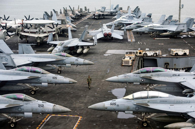 Aircraft carrier USS Abraham Lincoln and its strike group, including destroyers, F-35s and other jet fighters, were spotted sailing toward the Persian Gulf.