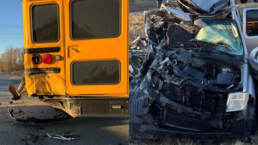21-year-old man hospitalized after crashing into Greene school bus