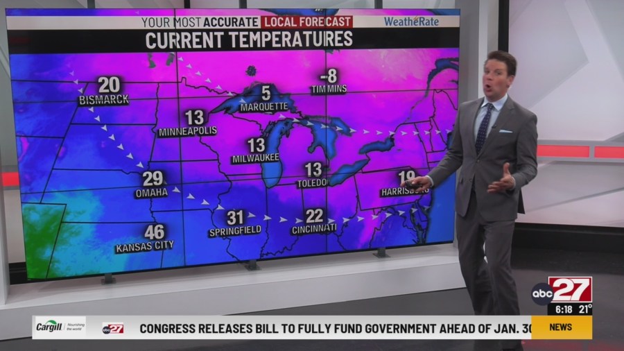 Very cold tonight, a break from the arctic air by midweek