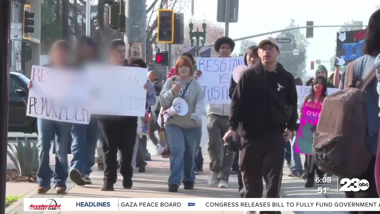 Students walk out across Kern High School District to protest ICE raids ...
