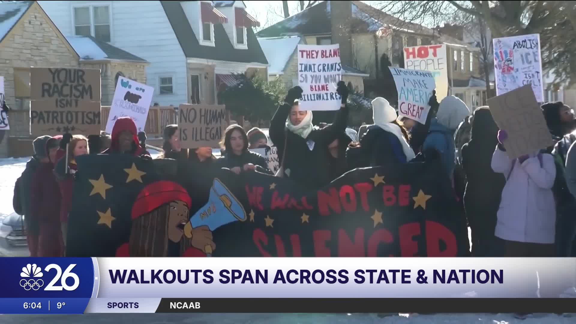 Students walk out in Appleton as 