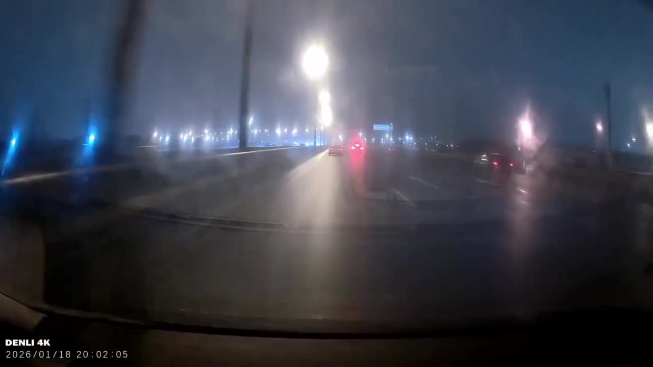 Car crashes into guardrail on Ring Road in St. Petersburg, Russia