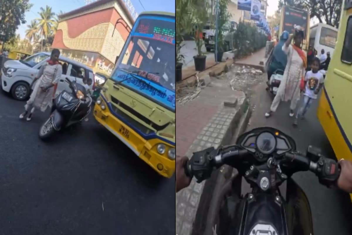 Bengaluru traffic standoff: Woman on scooty blocks bus, her kids ...