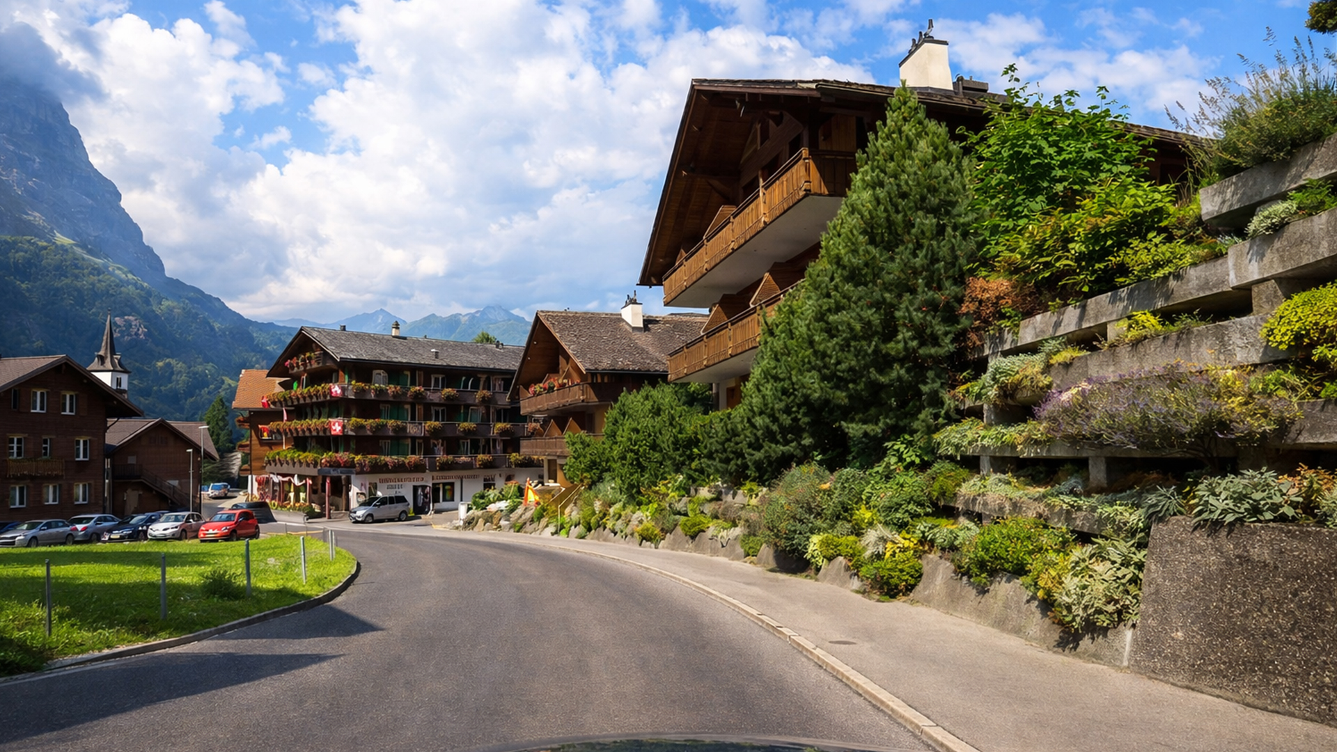 Scenic autorit van Grindelwald naar Lauterbrunnen in de Zwitserse Alpen ...