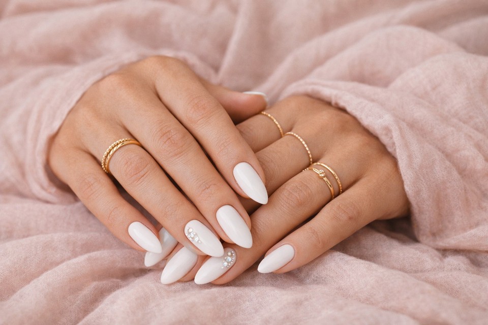 Modne paznokcie na maj w kolorze roku 2026. Tak wygląda Cloud Dancer