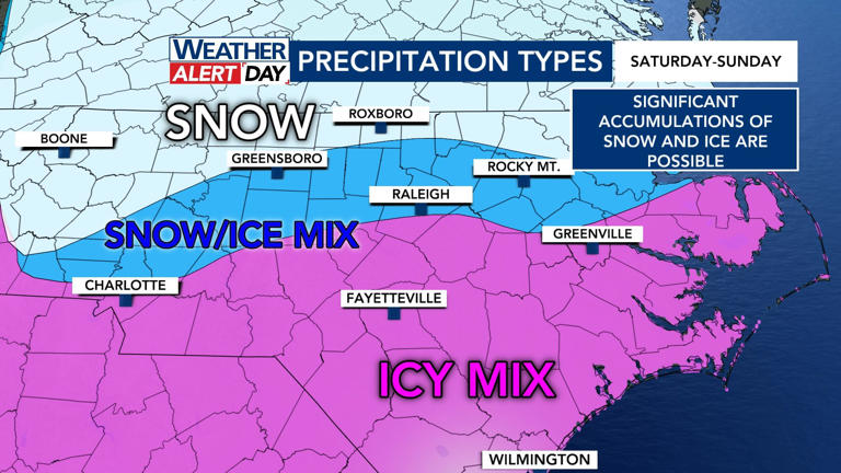 Weekend WRAL weather alert days: Winter storms looking more like ice storms