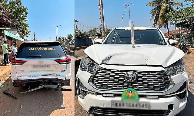 Car of MP BY Raghavendra hit from behind near Shivamogga