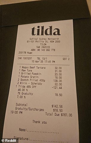Aussie diner unleashes over hidden charge added to restaurant bill ...