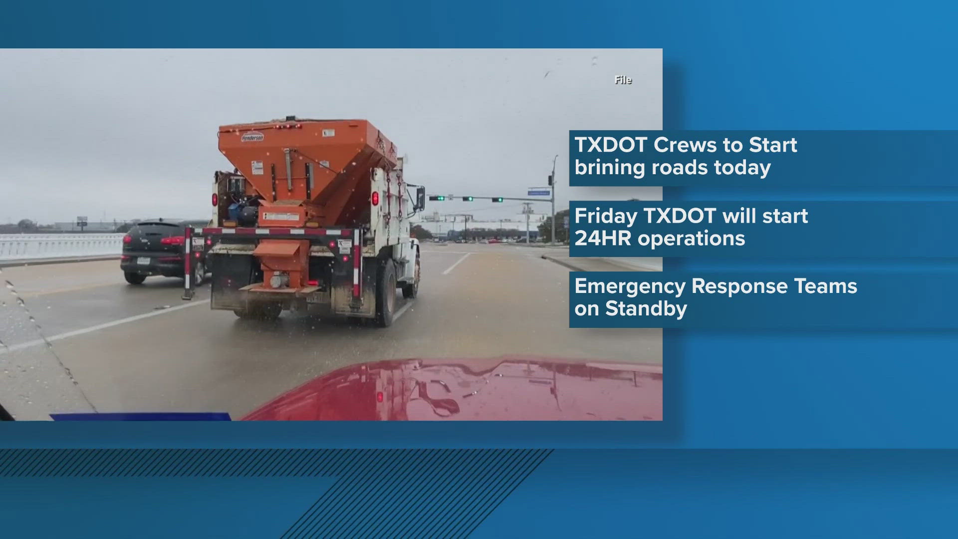 TxDOT to begin brining roads today ahead of severe winter weather