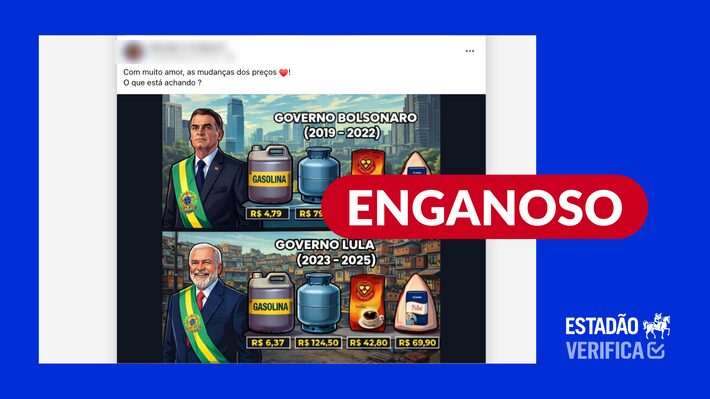 Post engana ao comparar valores de gasolina, gás, café e carne entre os governos de Bolsonaro e Lula