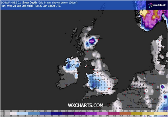 UK weather maps show huge 646 mile snow blitz to hit next week - full ...