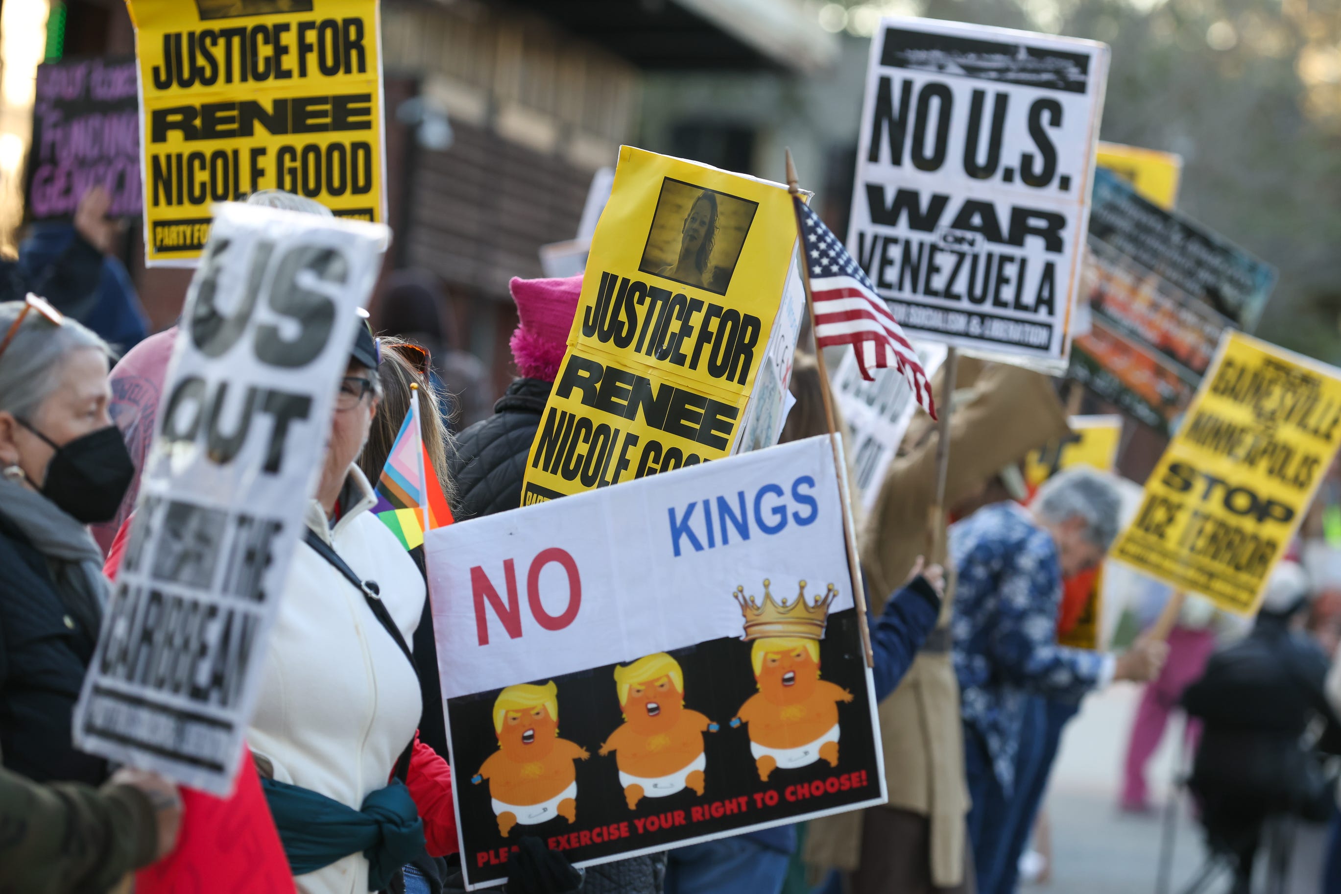 Protesters rally against ICE, Trump administration in downtown Gainesville