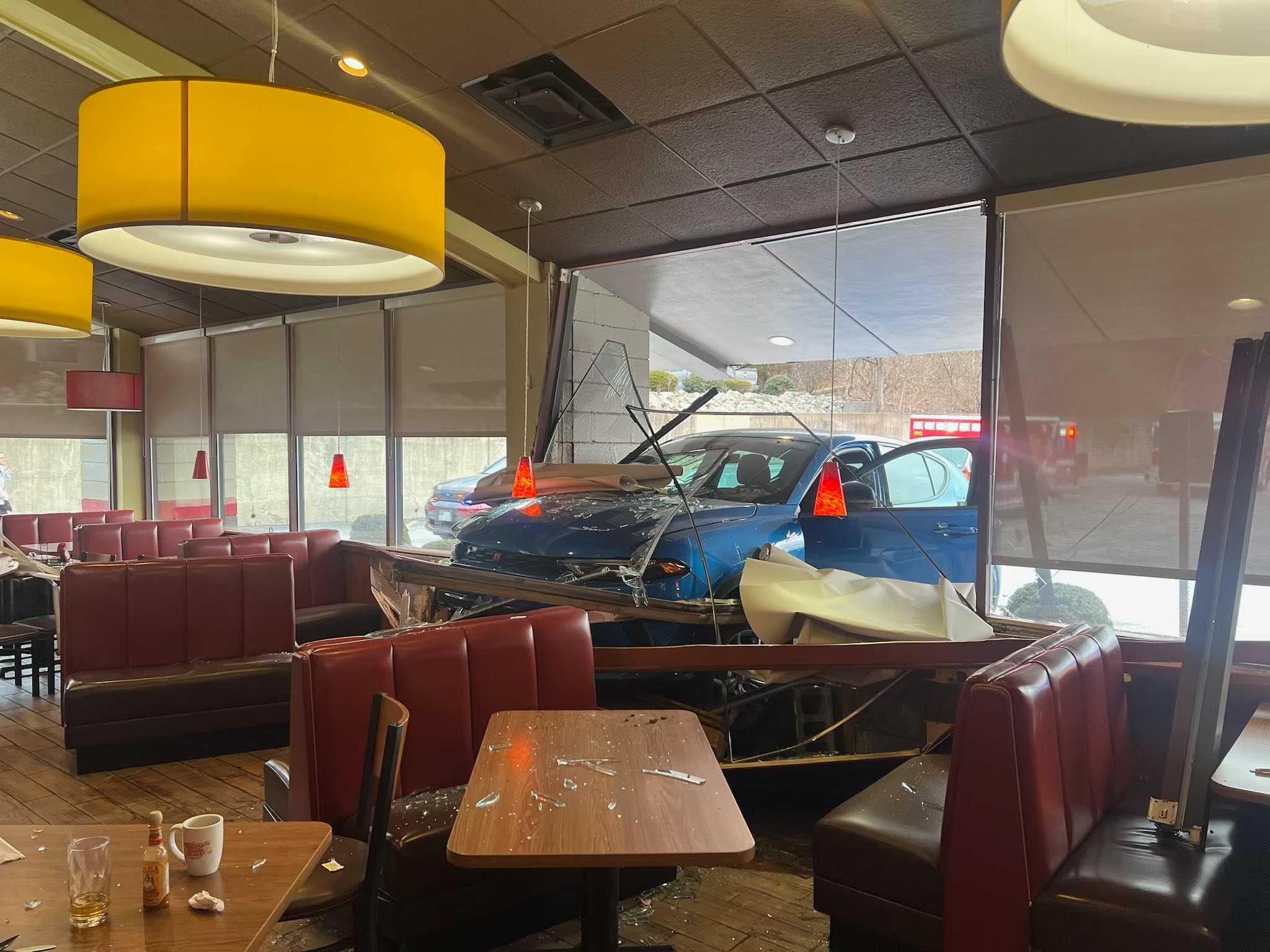 Car smashes through Denny's in Allegheny County | 3 injured