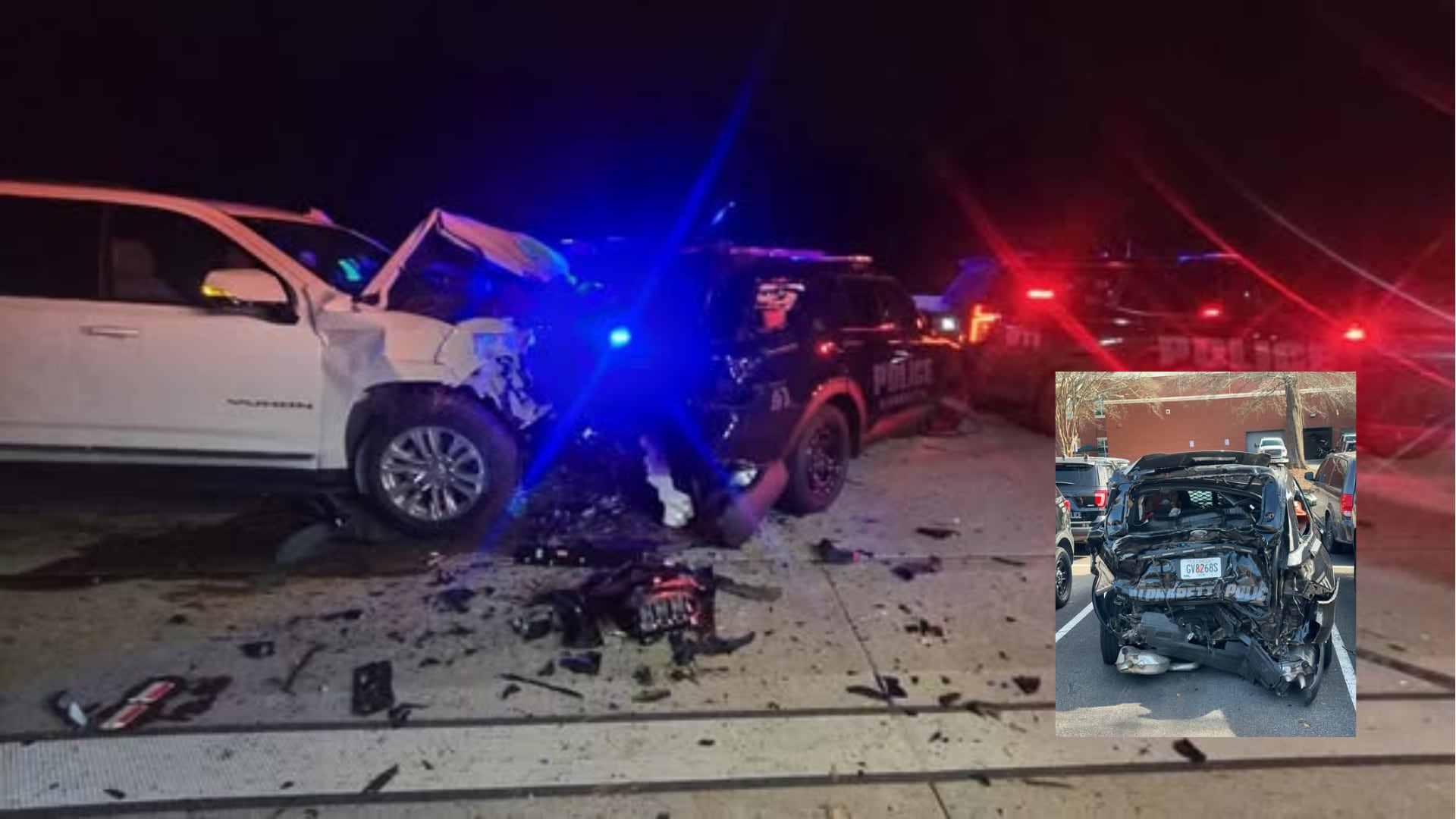 Suspected DUI driver crashes into Alpharetta police vehicles