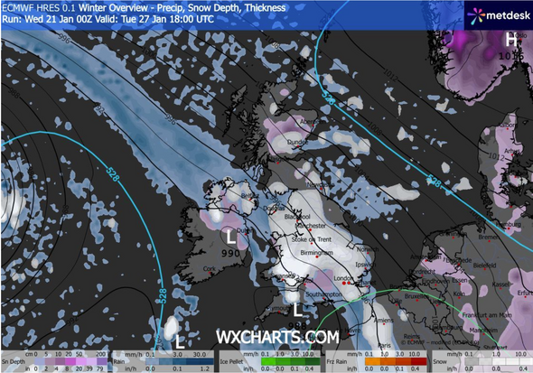 UK weather maps show huge 646 mile snow blitz to hit next week - full ...