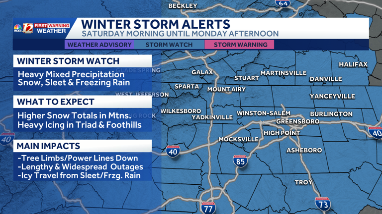 Winter storm watch in effect as cold air spreads into the Carolinas ...