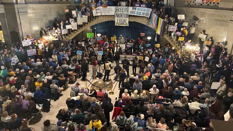 Protestors hold "Stand Up, Fight Back" rally against Missouri lawmakers ...