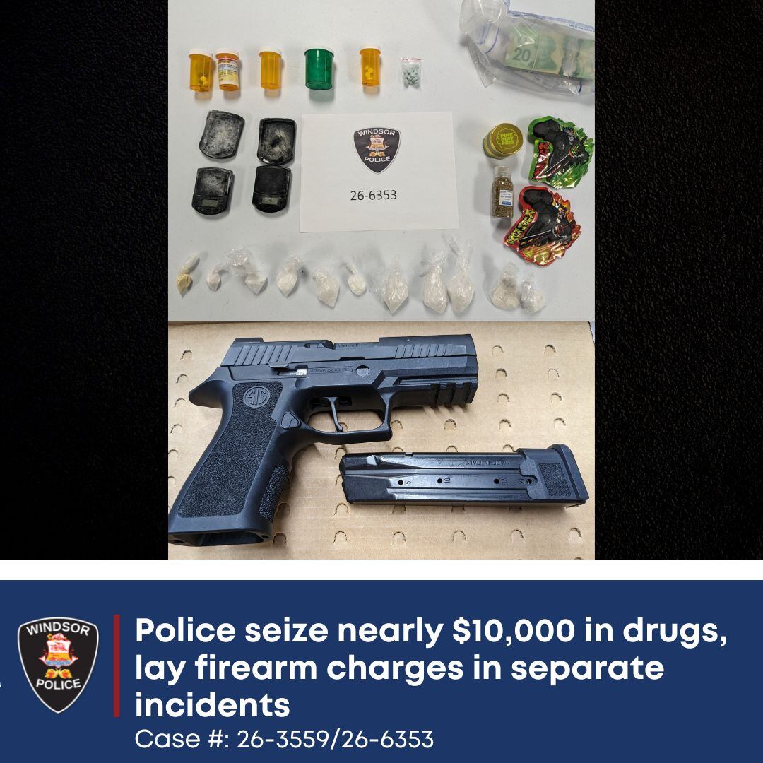 Gun, $10K in drugs seized in Windsor traffic stop, man also charged in ...
