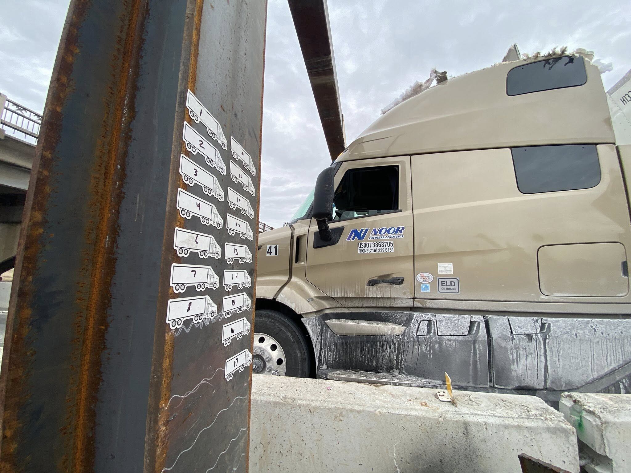 Truck hits new I-10 detour crash bar in Westlake within hours of installation<br><br>
