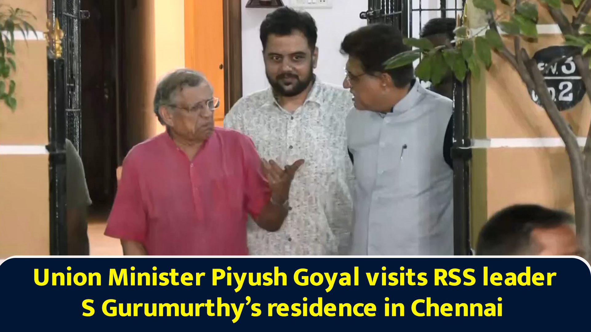 Union minister Piyush Goyal visits RSS leader S Gurumurthy’s residence ...