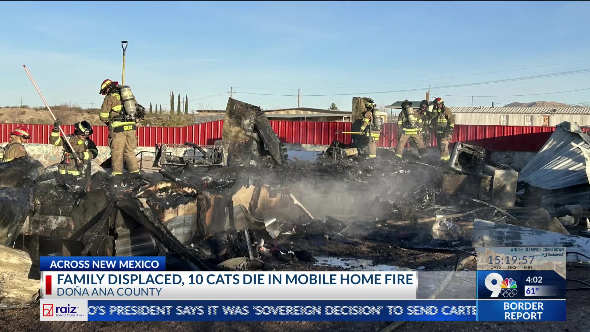 Family displaced, 10 cats die in mobile home fire in Doña Ana County
