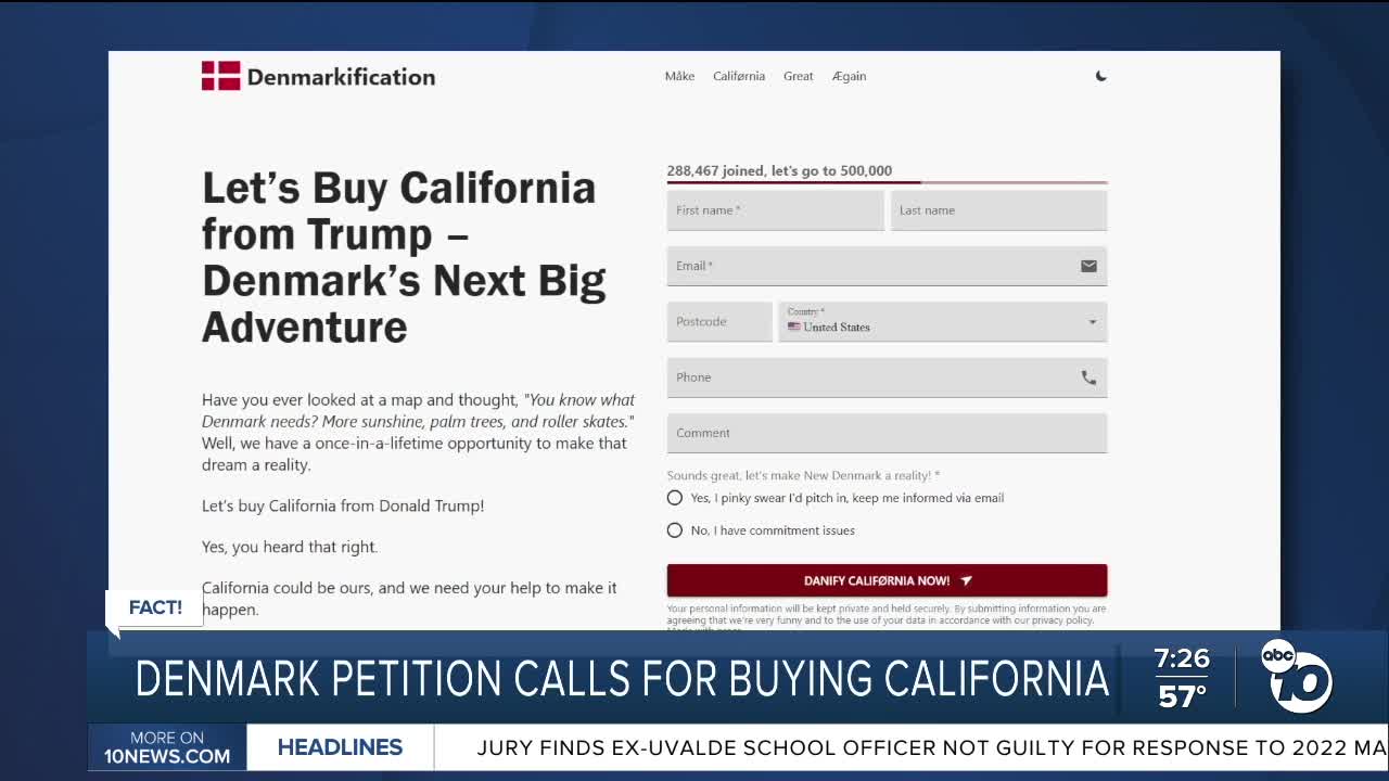 Fact or fiction: Petition calls for Denmark to buy California?