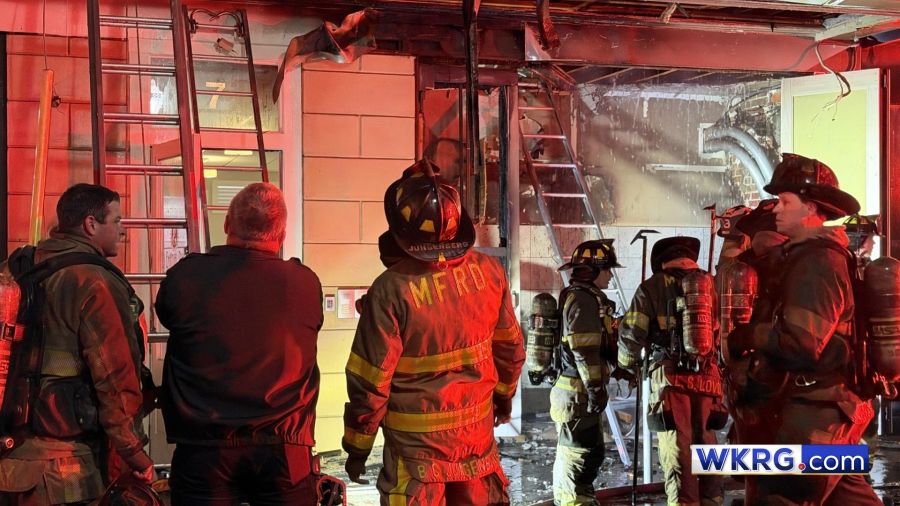 Mobile Fire and Rescue Department responding to apartment fire