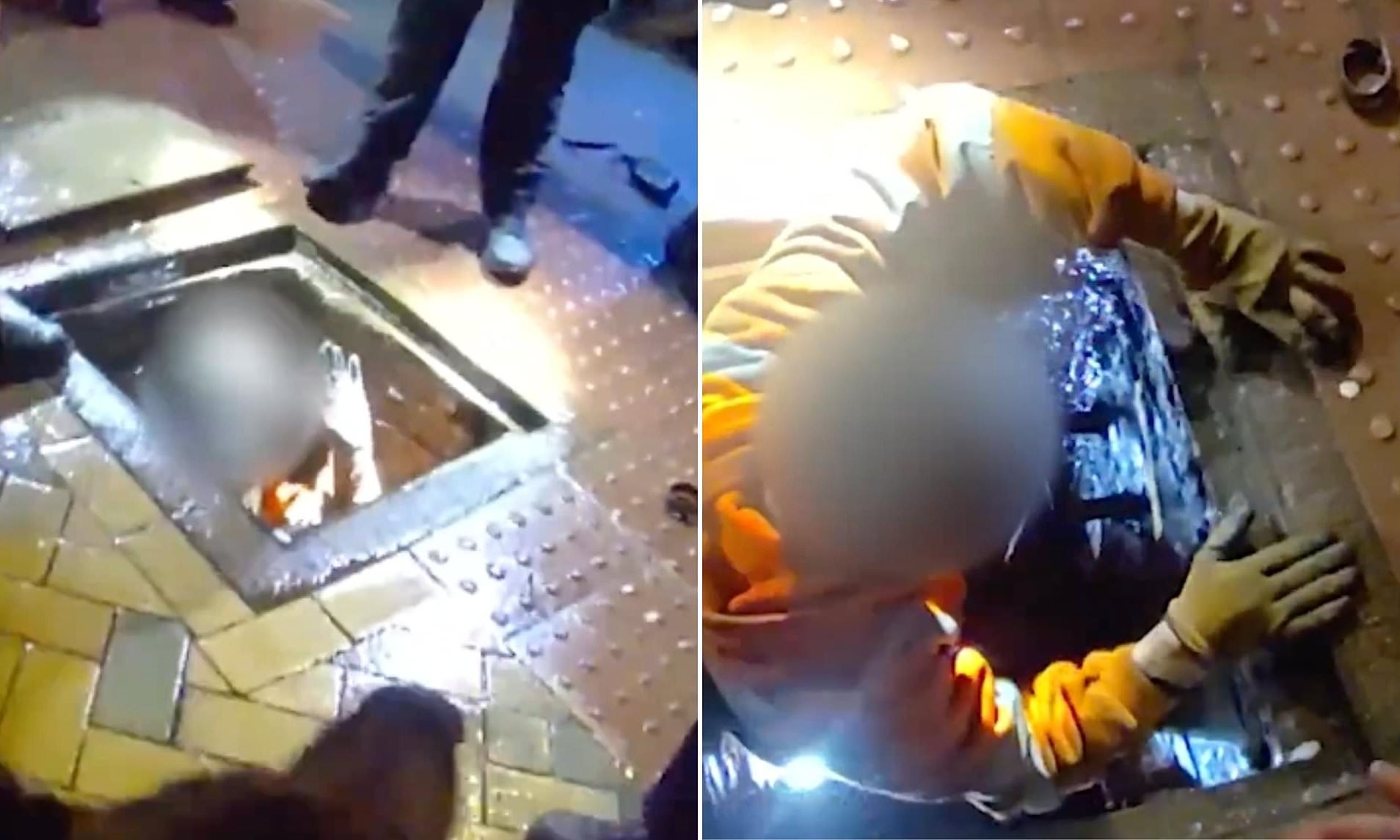 Moment 'brazen thieves dressed as workers are spotted stealing ...