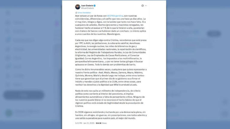 Juan Grabois visitó a Cristina Kirchner, exigió su indulto y aseguró ...
