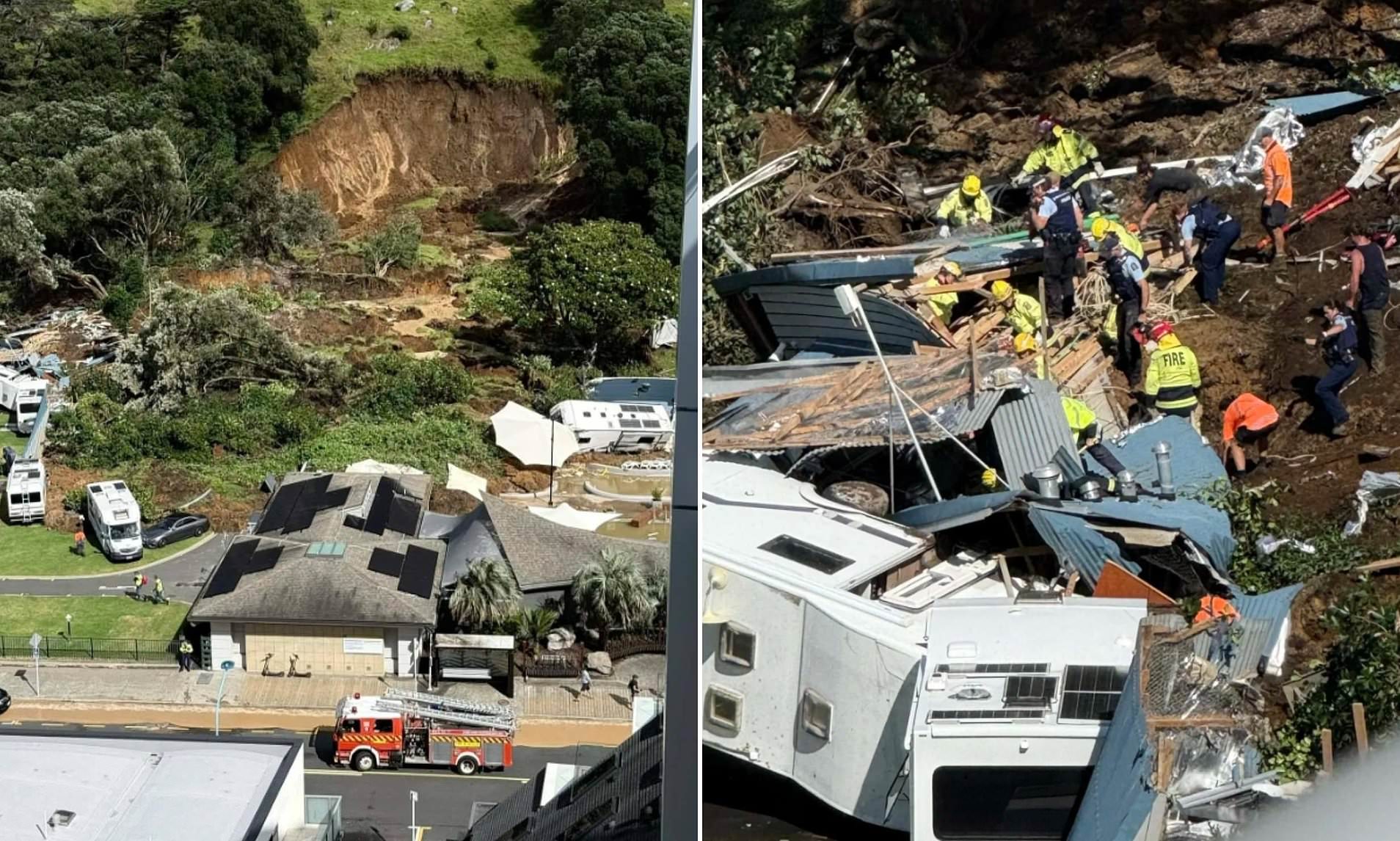 Moment landslide hits popular campsite with multiple children missing ...
