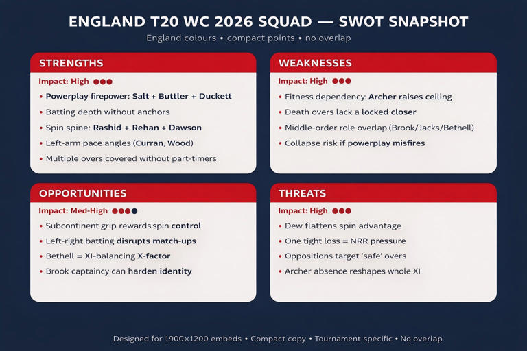 England SWOT analysis for T20 World Cup: Harry Brook and his boys look ...