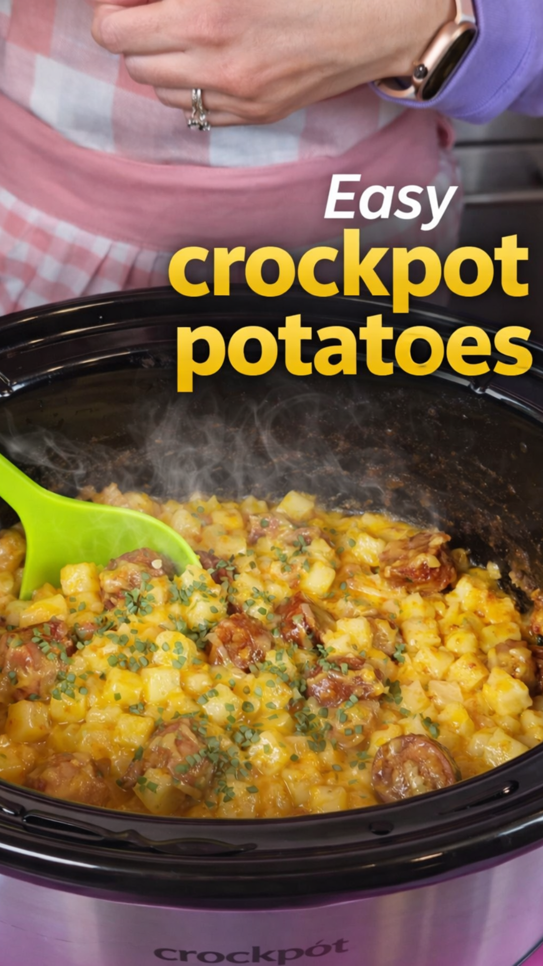 Easy cheesy crockpot potatoes for busy weeknights