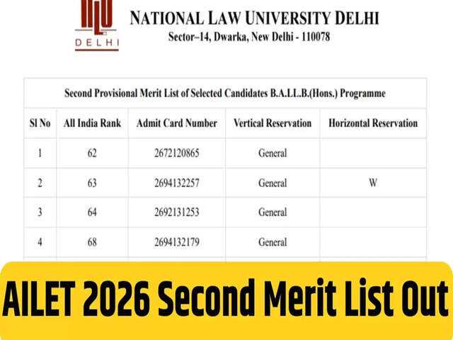 NLU Delhi releases second provisional merit list for AILET 2026 admissions